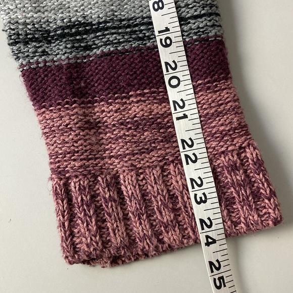 Long Pink Gray Knit Sherpa Hooded Cardigan, Size XL - Picture 12 of 15